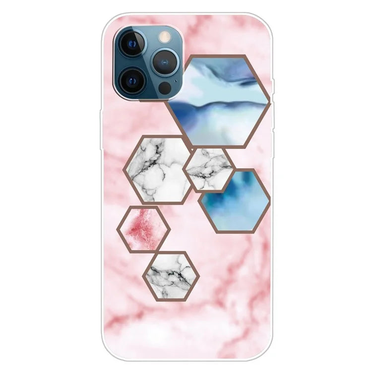 For iPhone 16 Pro Case Abstract Marble Pattern Printing TPU Phone Cover