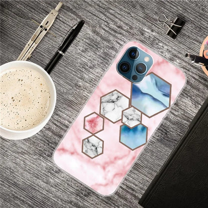 For iPhone 16 Pro Case Abstract Marble Pattern Printing TPU Phone Cover
