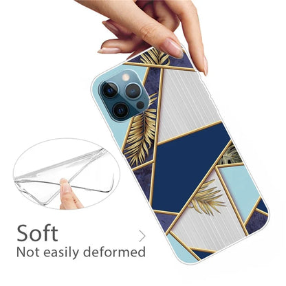 For iPhone 16 Pro Case Abstract Marble Pattern Printing TPU Phone Cover