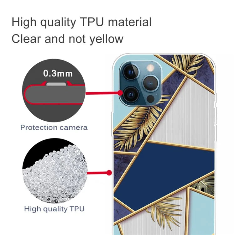 For iPhone 16 Pro Case Abstract Marble Pattern Printing TPU Phone Cover