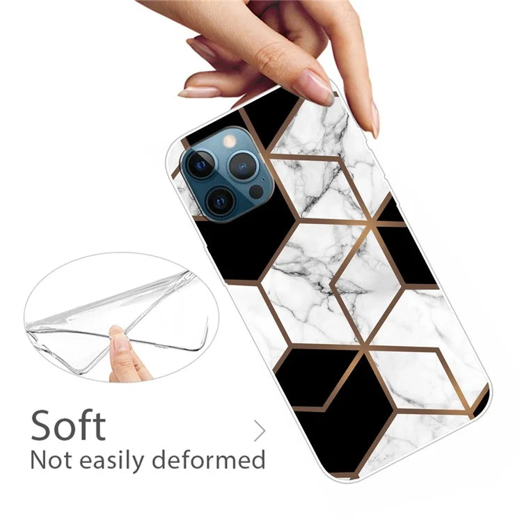 For iPhone 16 Pro Max Case Abstract Marble Pattern Printing TPU Phone Cover
