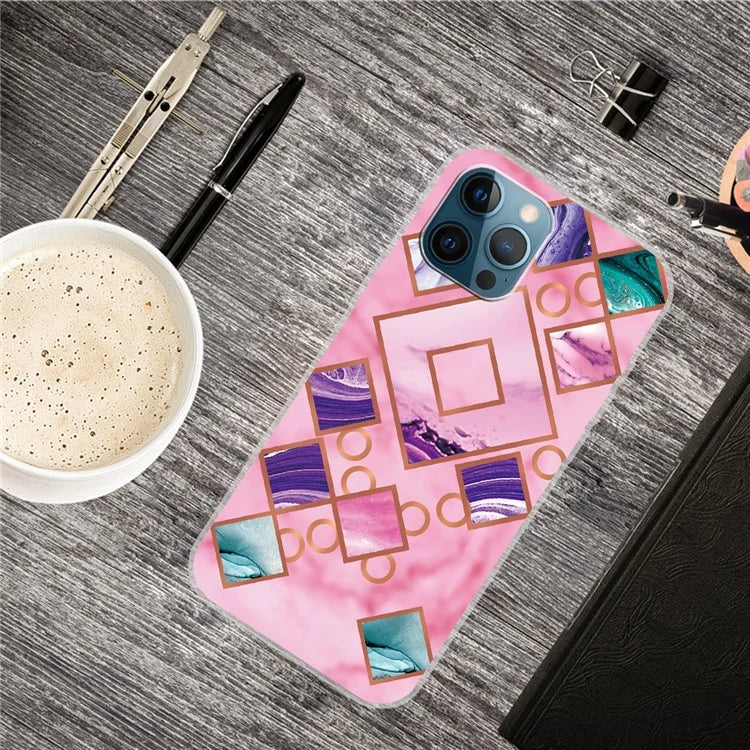 For iPhone 16 Pro Max Case Abstract Marble Pattern Printing TPU Phone Cover
