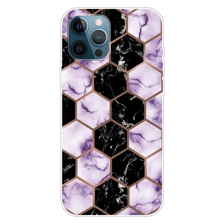 For iPhone 16 Pro Max Case Abstract Marble Pattern Printing TPU Phone Cover