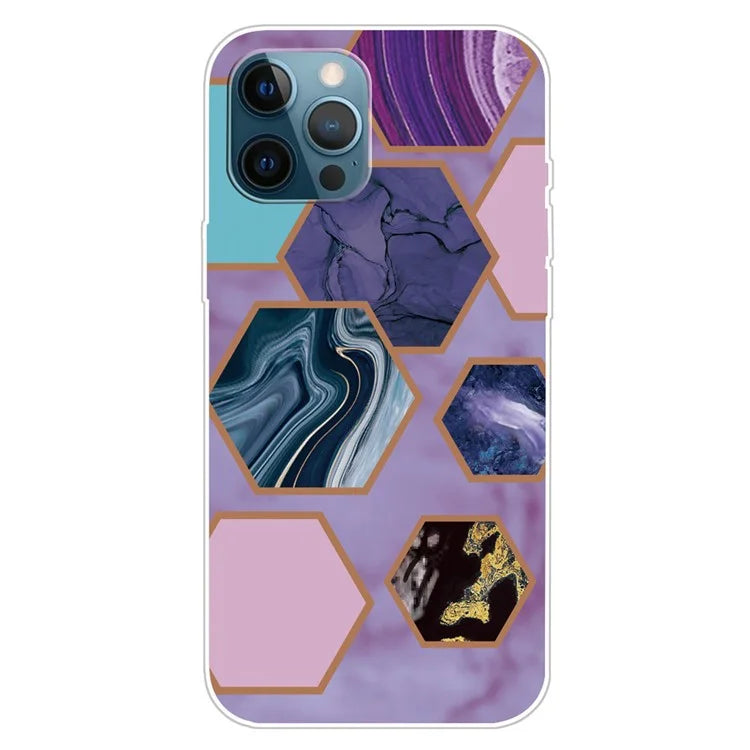 For iPhone 16 Pro Max Case Abstract Marble Pattern Printing TPU Phone Cover
