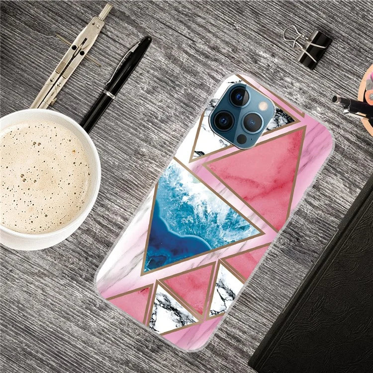 For iPhone 16 Pro Max Case Abstract Marble Pattern Printing TPU Phone Cover