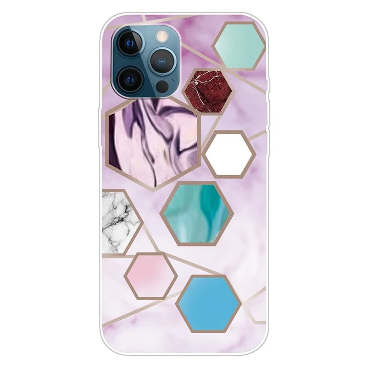 For iPhone 16 Pro Max Case Abstract Marble Pattern Printing TPU Phone Cover