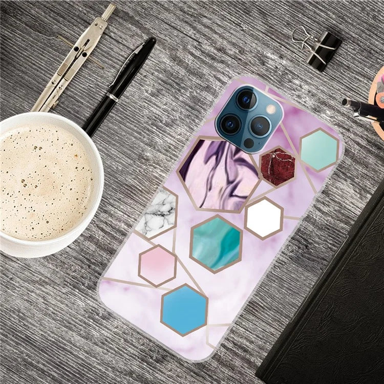 For iPhone 16 Pro Max Case Abstract Marble Pattern Printing TPU Phone Cover