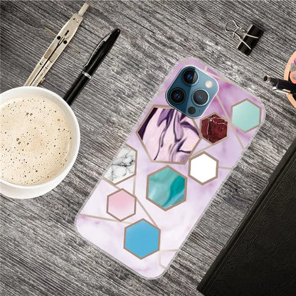 For iPhone 16 Pro Max Case Abstract Marble Pattern Printing TPU Phone Cover