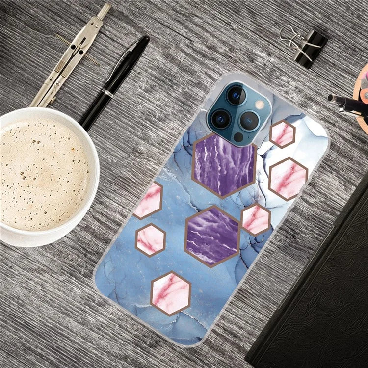 For iPhone 16 Pro Max Case Abstract Marble Pattern Printing TPU Phone Cover