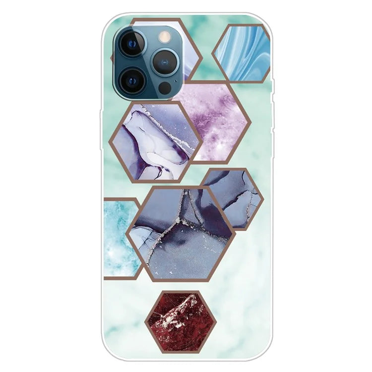 For iPhone 16 Pro Max Case Abstract Marble Pattern Printing TPU Phone Cover