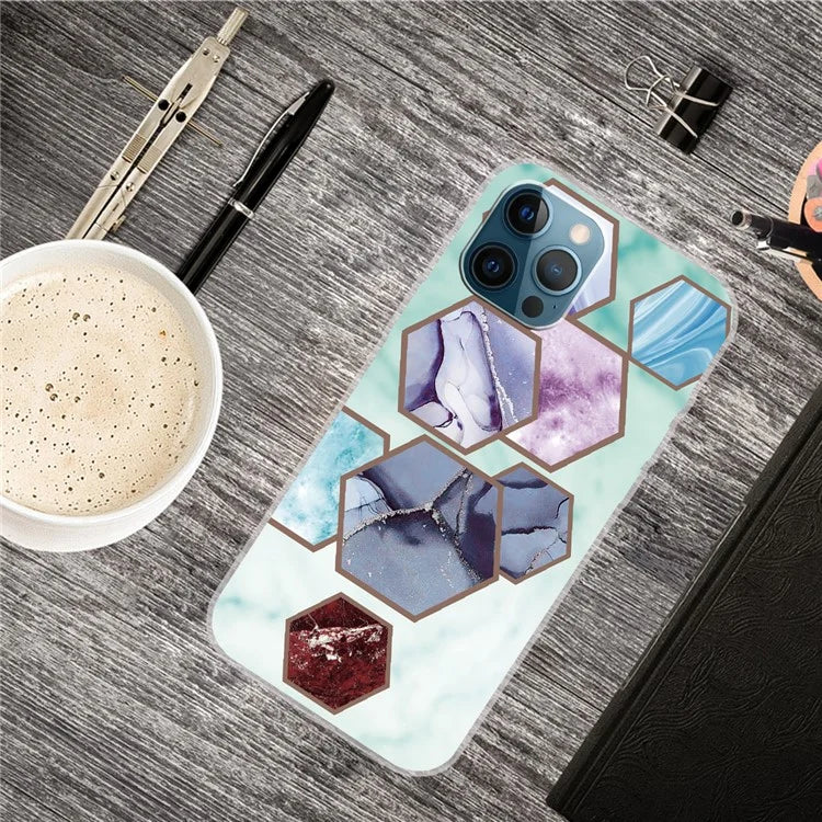 For iPhone 16 Pro Max Case Abstract Marble Pattern Printing TPU Phone Cover