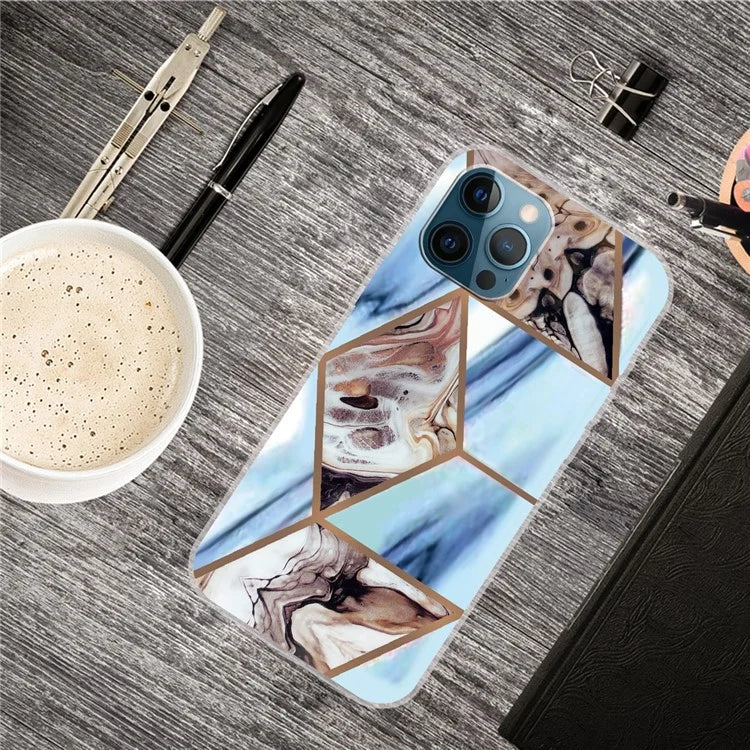 For iPhone 16 Pro Max Case Abstract Marble Pattern Printing TPU Phone Cover