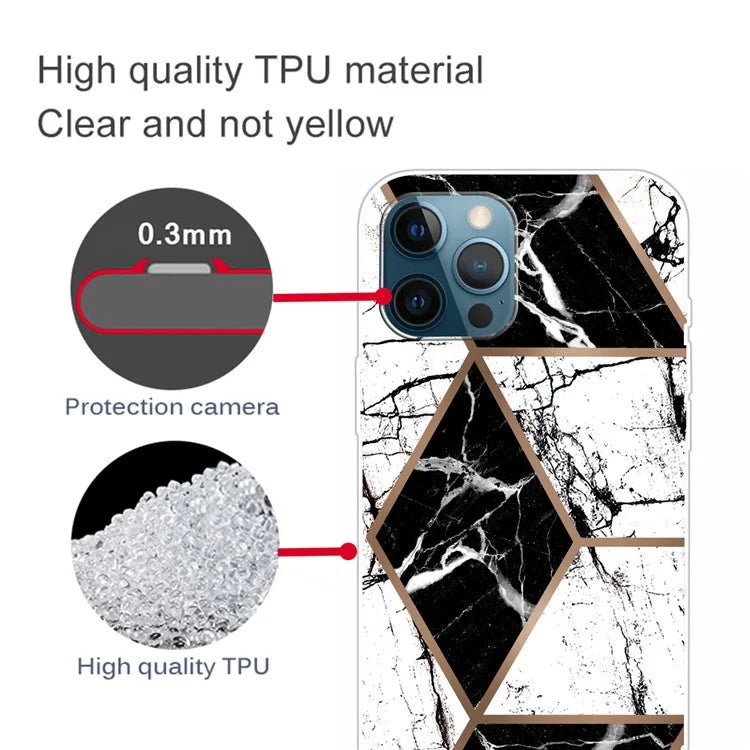 For iPhone 16 Pro Max Case Abstract Marble Pattern Printing TPU Phone Cover