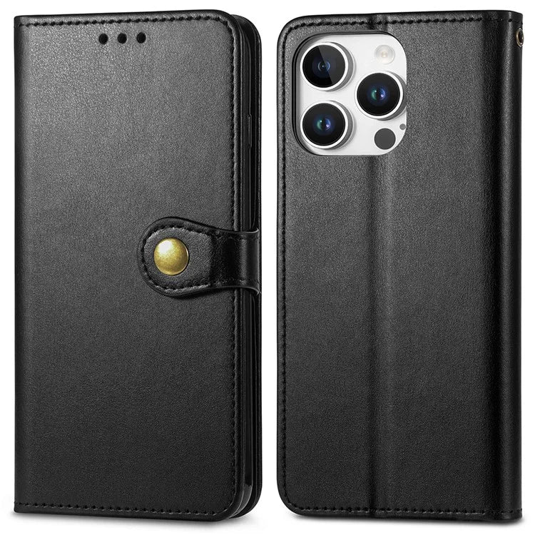 For iPhone 16 Pro Case Leather Phone Case Wallet Stand Cover with Wrist Strap