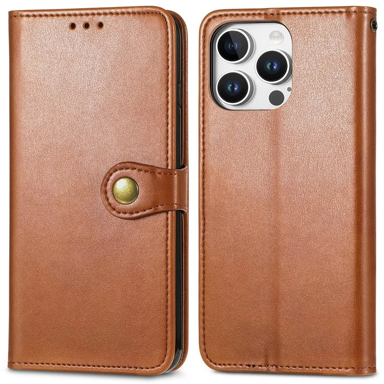 For iPhone 16 Pro Case Leather Phone Case Wallet Stand Cover with Wrist Strap