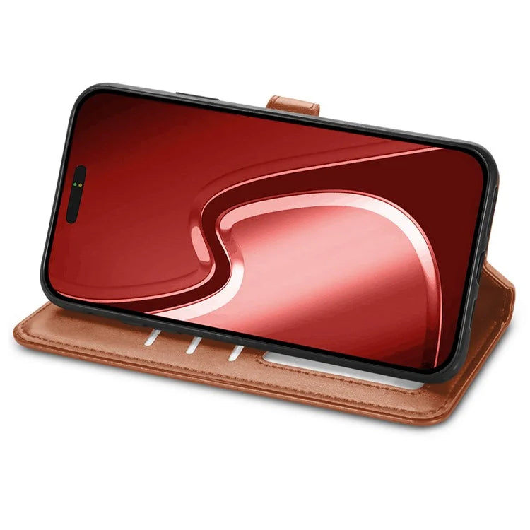 For iPhone 16 Pro Case Leather Phone Case Wallet Stand Cover with Wrist Strap