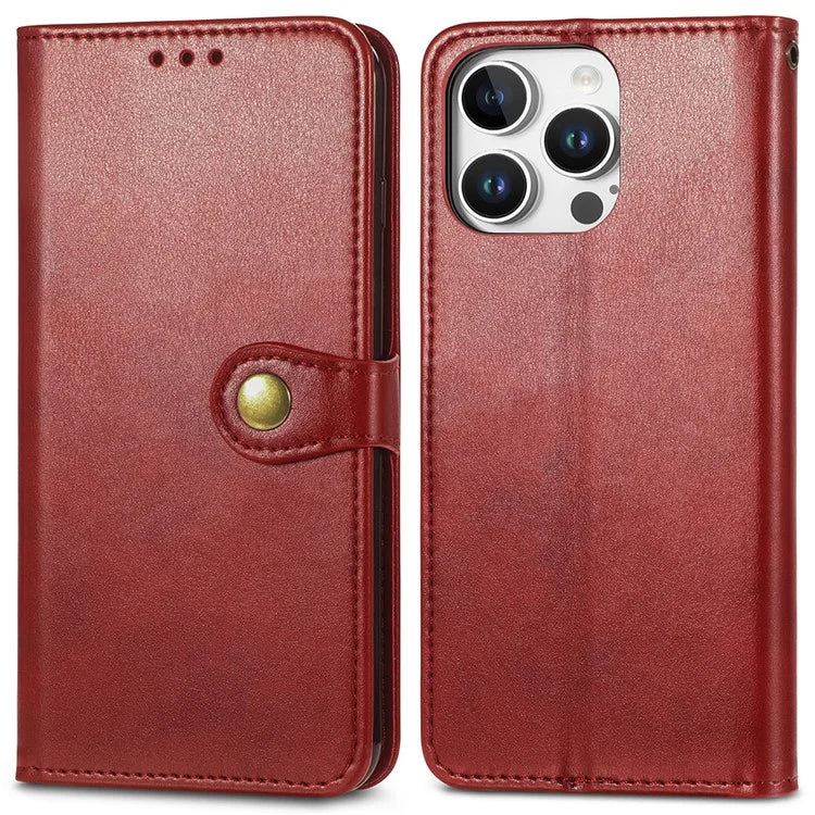For iPhone 16 Pro Case Leather Phone Case Wallet Stand Cover with Wrist Strap