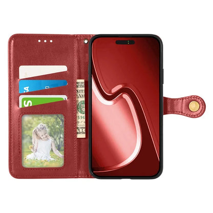 For iPhone 16 Pro Case Leather Phone Case Wallet Stand Cover with Wrist Strap