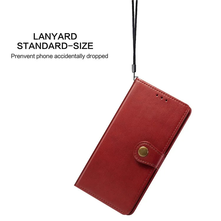 For iPhone 16 Pro Case Leather Phone Case Wallet Stand Cover with Wrist Strap