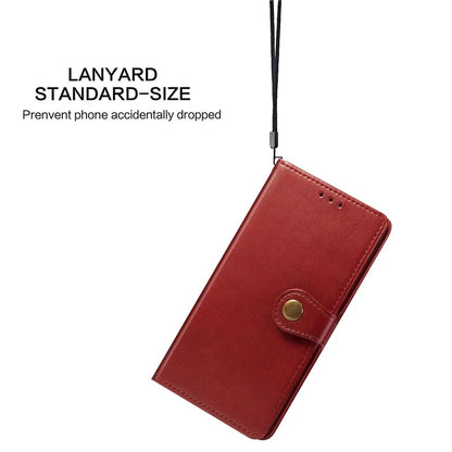 For iPhone 16 Pro Case Leather Phone Case Wallet Stand Cover with Wrist Strap