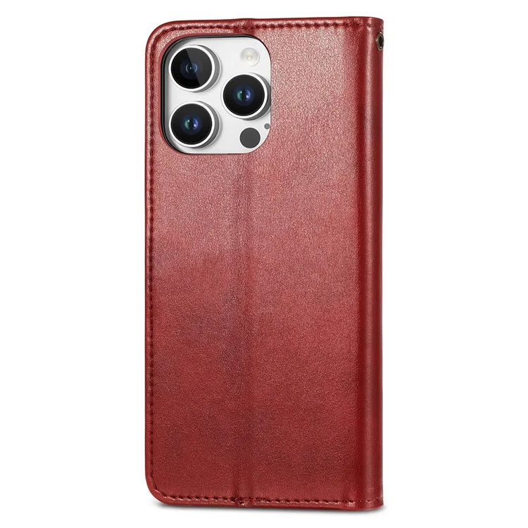 For iPhone 16 Pro Case Leather Phone Case Wallet Stand Cover with Wrist Strap