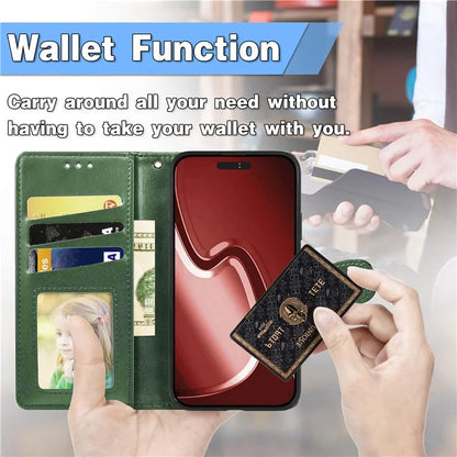 For iPhone 16 Pro Case Leather Phone Case Wallet Stand Cover with Wrist Strap