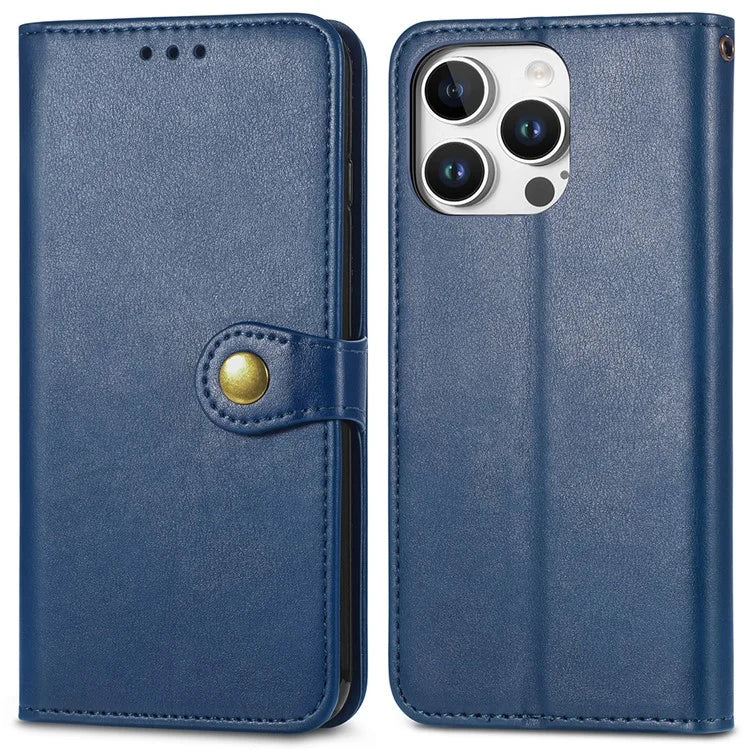For iPhone 16 Pro Case Leather Phone Case Wallet Stand Cover with Wrist Strap