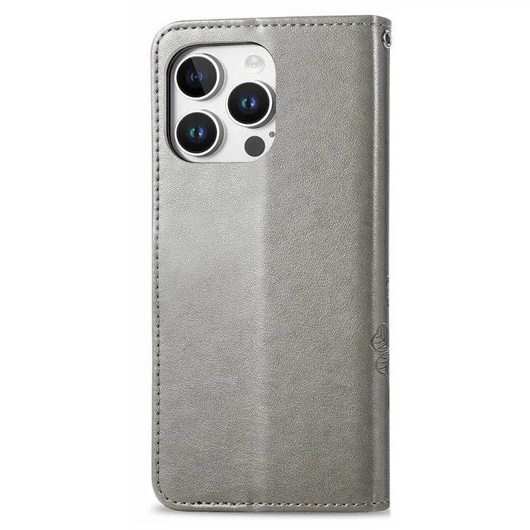 For iPhone 16 Pro Leather Case Four-Leaf Clover Phone Wallet Cover