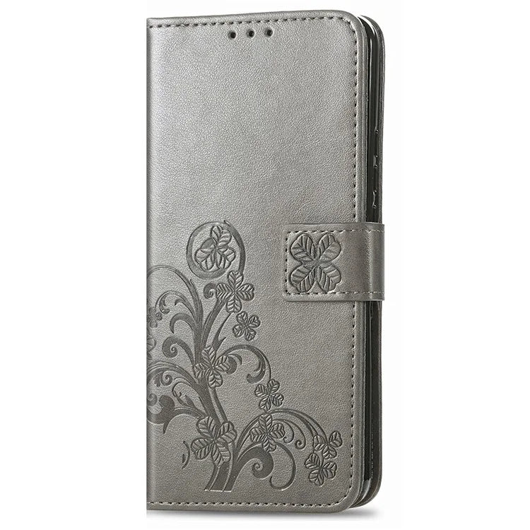 For iPhone 16 Pro Leather Case Four-Leaf Clover Phone Wallet Cover