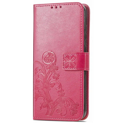 For iPhone 16 Pro Leather Case Four-Leaf Clover Phone Wallet Cover
