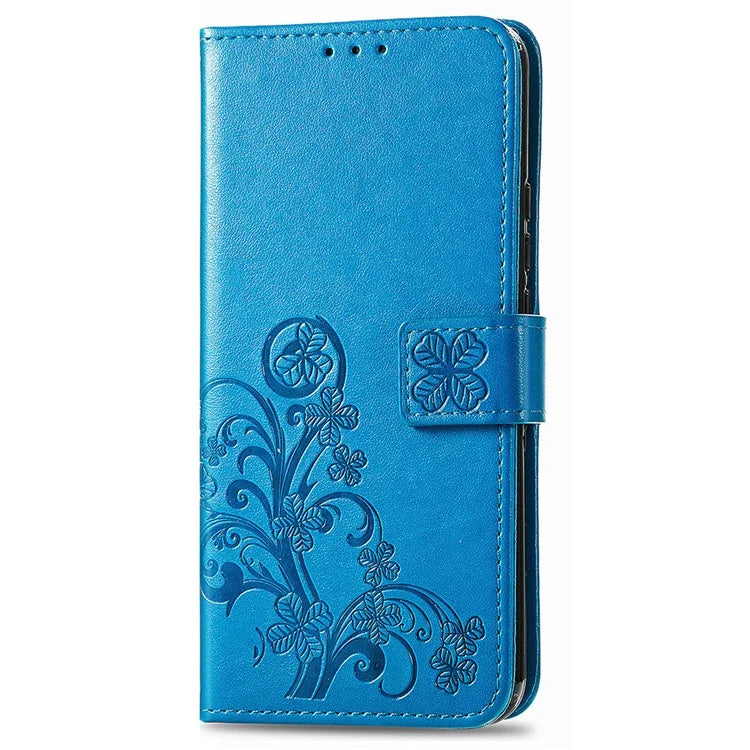 For iPhone 16 Pro Leather Case Four-Leaf Clover Phone Wallet Cover