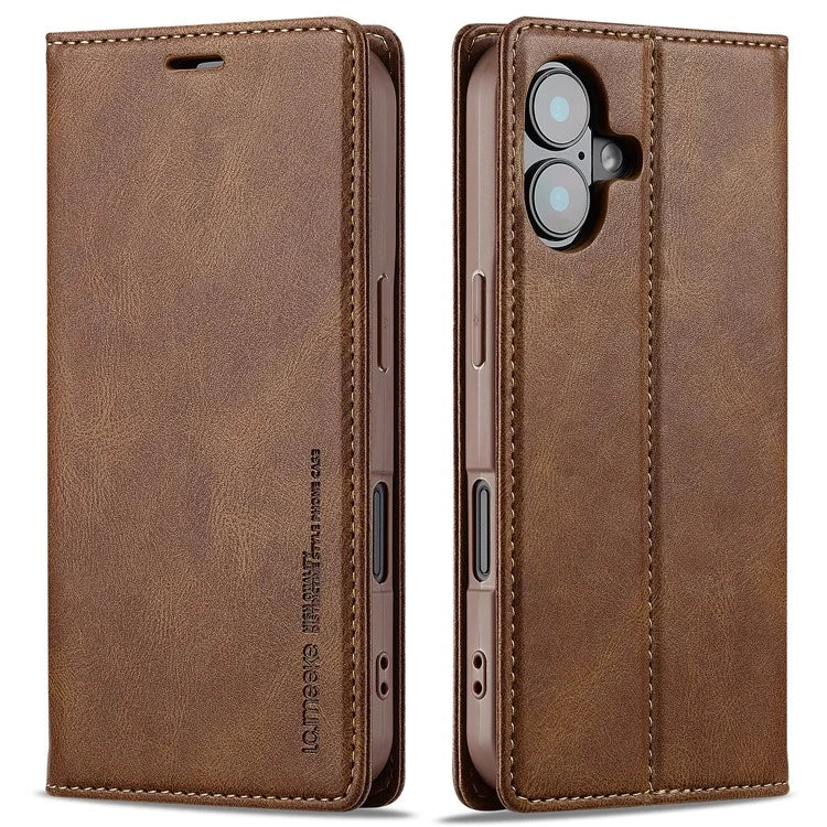 LC.IMEEKE For iPhone 16 Plus Leather Case RFID Blocking Card Slots Phone Cover