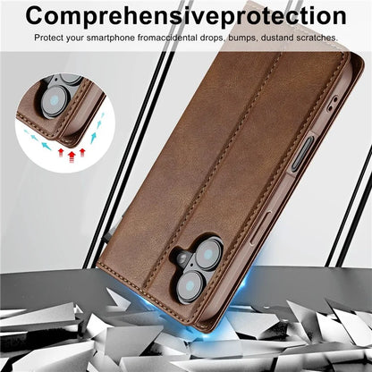 LC.IMEEKE For iPhone 16 Plus Leather Case RFID Blocking Card Slots Phone Cover