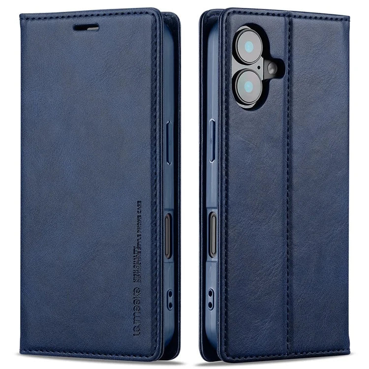 LC.IMEEKE For iPhone 16 Plus Leather Case RFID Blocking Card Slots Phone Cover