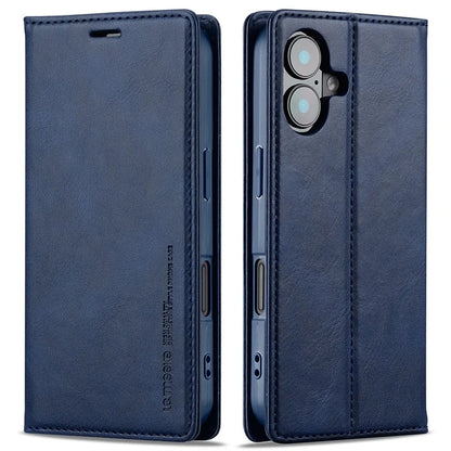 LC.IMEEKE For iPhone 16 Plus Leather Case RFID Blocking Card Slots Phone Cover