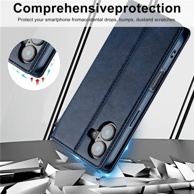 LC.IMEEKE For iPhone 16 Plus Leather Case RFID Blocking Card Slots Phone Cover
