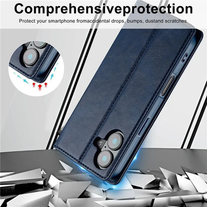 LC.IMEEKE For iPhone 16 Plus Leather Case RFID Blocking Card Slots Phone Cover