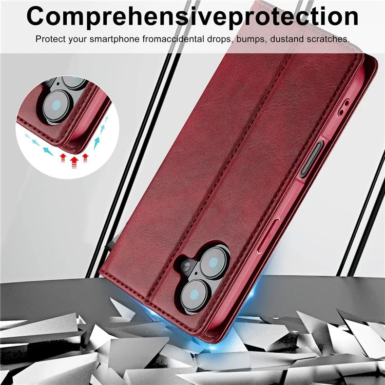 LC.IMEEKE For iPhone 16 Plus Leather Case RFID Blocking Card Slots Phone Cover