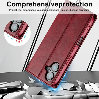 LC.IMEEKE For iPhone 16 Plus Leather Case RFID Blocking Card Slots Phone Cover