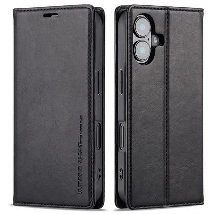 LC.IMEEKE For iPhone 16 Plus Leather Case RFID Blocking Card Slots Phone Cover