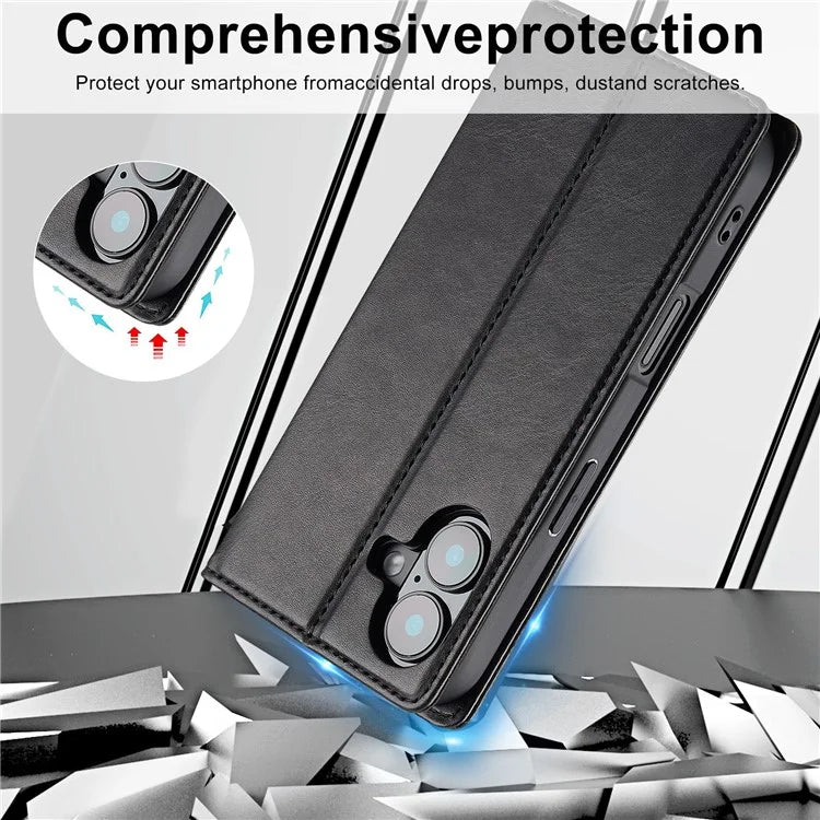 LC.IMEEKE For iPhone 16 Plus Leather Case RFID Blocking Card Slots Phone Cover