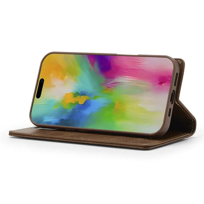 LC.IMEEKE For iPhone 16 Leather Case RFID Blocking Card Slots Phone Cover