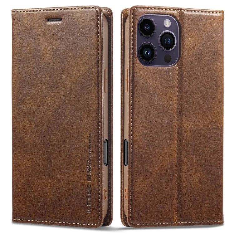 LC.IMEEKE For iPhone 16 Pro Leather Case RFID Blocking Card Slots Phone Cover