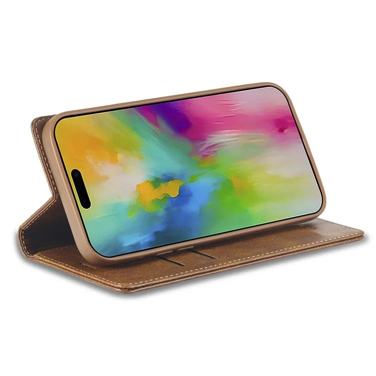 LC.IMEEKE For iPhone 16 Pro Leather Case RFID Blocking Card Slots Phone Cover