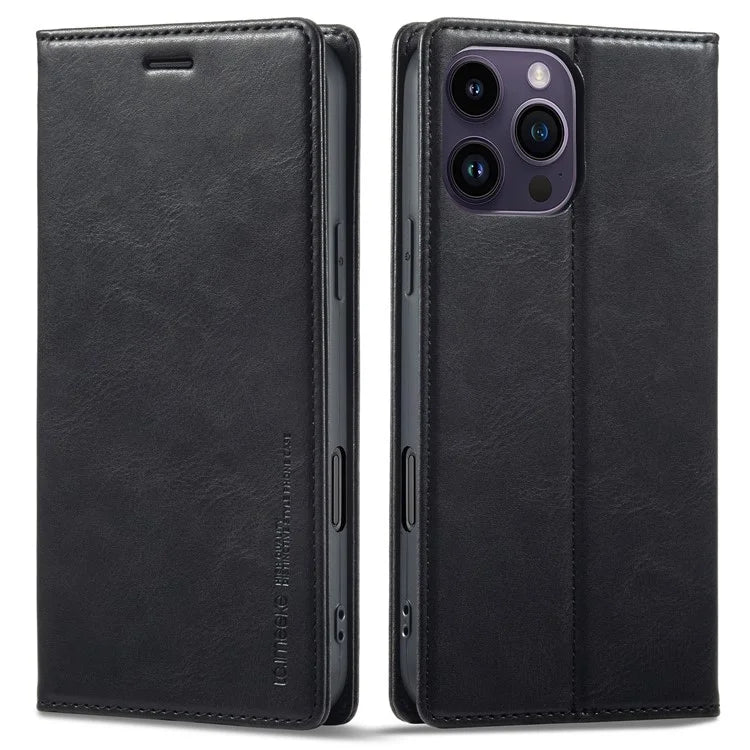 LC.IMEEKE For iPhone 16 Pro Leather Case RFID Blocking Card Slots Phone Cover