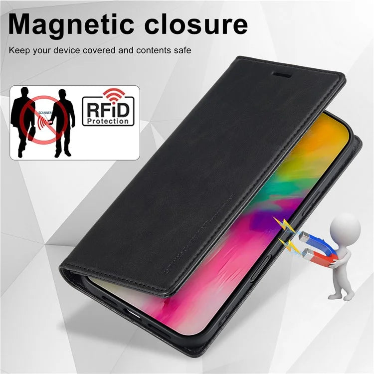 LC.IMEEKE For iPhone 16 Pro Leather Case RFID Blocking Card Slots Phone Cover