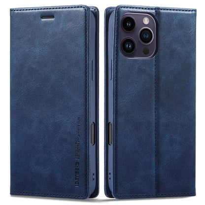 LC.IMEEKE For iPhone 16 Pro Leather Case RFID Blocking Card Slots Phone Cover