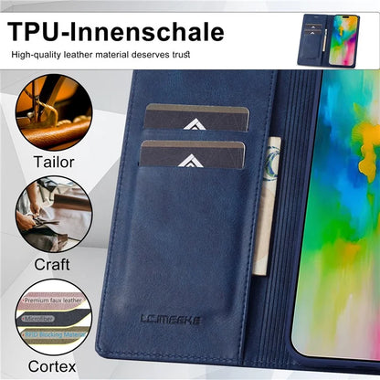LC.IMEEKE For iPhone 16 Pro Leather Case RFID Blocking Card Slots Phone Cover