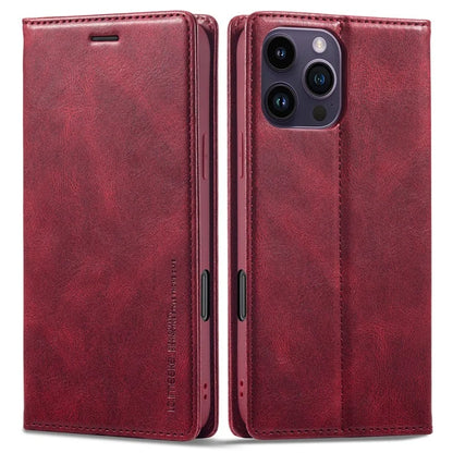 LC.IMEEKE For iPhone 16 Pro Leather Case RFID Blocking Card Slots Phone Cover
