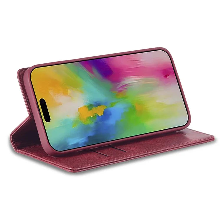 LC.IMEEKE For iPhone 16 Pro Leather Case RFID Blocking Card Slots Phone Cover